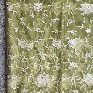 Net Green Floral Saree